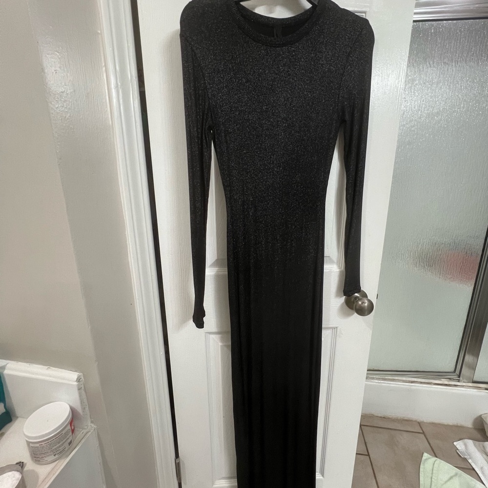 Skims Sparkle Black Long Sleeve Dress